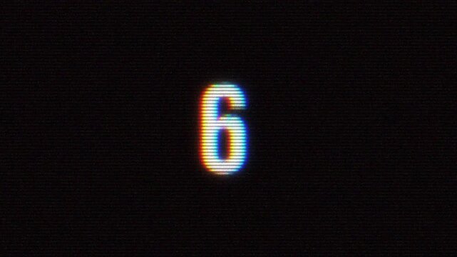 10 second glitch countdown timer animation, ten to one video countdown timer animation with extreme vertical glitch pixel sorting distortion rgb chromatic aberration and analog crt noise effect