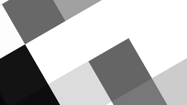 Abstract black and white geometric square pattern animation with dynamic moving flat monochrome shapes for modern minimal corporate background