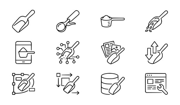 Scoop Thin Line Icon Set UI Web App Development Vector EPS 10
&lrm;