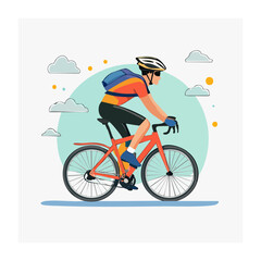 Naklejka premium Flat design cyclist on bicycle