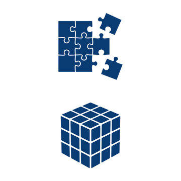 Conceptual graphic showing puzzle pieces and a complex cube