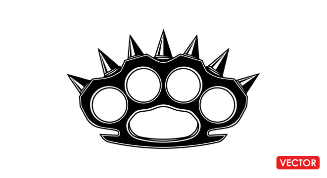 Spiked Brass Knuckles Vector Illustration on White Background