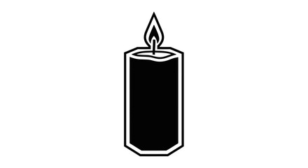 Obraz premium Burning candle icon in black and white silhouette style isolated on white background
