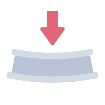 deflection beam flat icon. horizontal beam bending downward under load shown with arrow. used to illustrate structural stress and deformation. structural engineering and civil construction