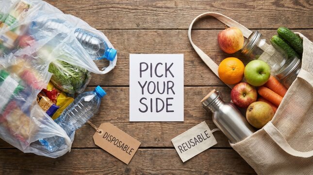 No Plastic Day: Disposable vs. Reusable Grocery Choices