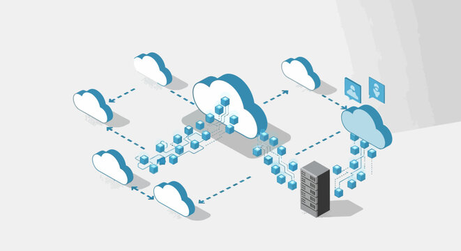 Cloud computing network infrastructure concept.