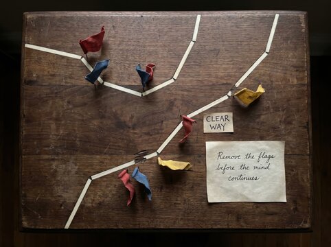 Strategic Game Board with Flags for Low Attention Span Players