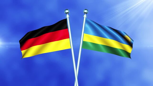 Germany and Rwanda Flag Waving on Pole Loop