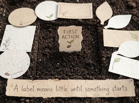 First Action Label with Growth Concept in Soil for Low Attention Span