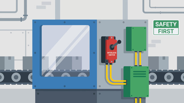 Automated Machine Guard with Interlock Switch on Production Line