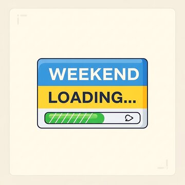 Weekend loading progress bar on white background.