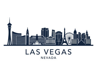 Fototapeta premium Vector illustration of the iconic Las Vegas, Nevada cityscape, featuring prominent landmarks and modern architecture for travel and luxury branding.