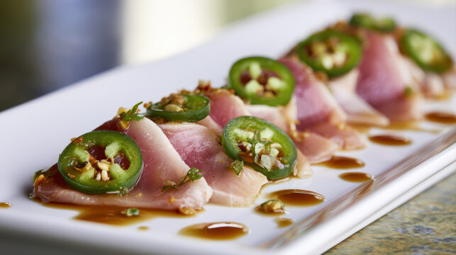 premium yellowtail carpaccio food photography