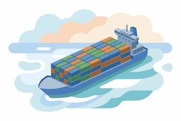 Isometric Container Ship for Global Logistics and Shipping © ihsandarujati