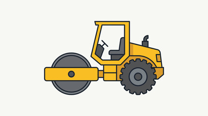 Fototapeta premium Heavy duty road roller machine vector icon for construction paving