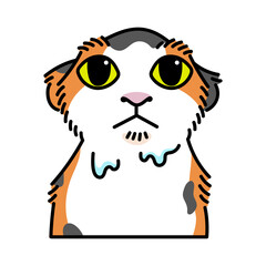 Naklejka premium Funny Wide-Eyed Shocked Cat Cartoon Vector Illustraton Meme Sticker