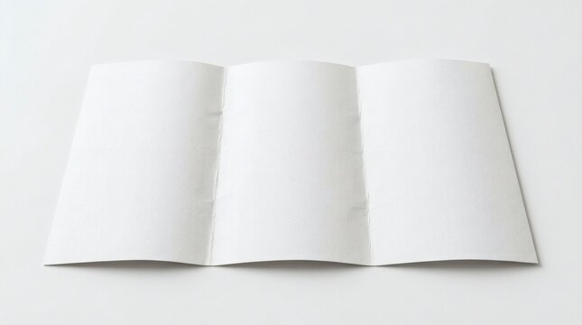 Blank White Tri Fold Brochure Mockup Unfolded Isolated White Backdrop