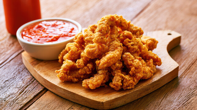 thai deep-fried pork strips moo tord food photography