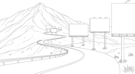 Fototapeta premium Simple black and white line drawing of a suburban house
