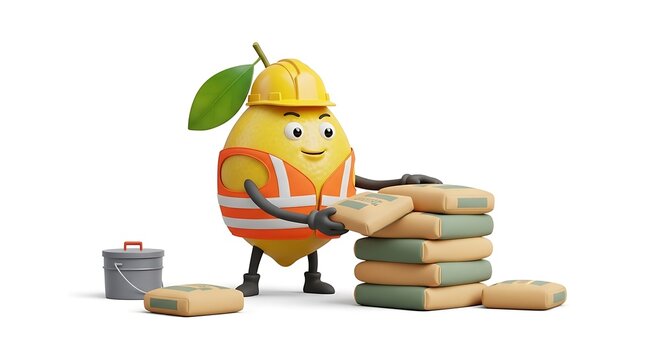 Yellow cartoon bee carrying bread loaves.
