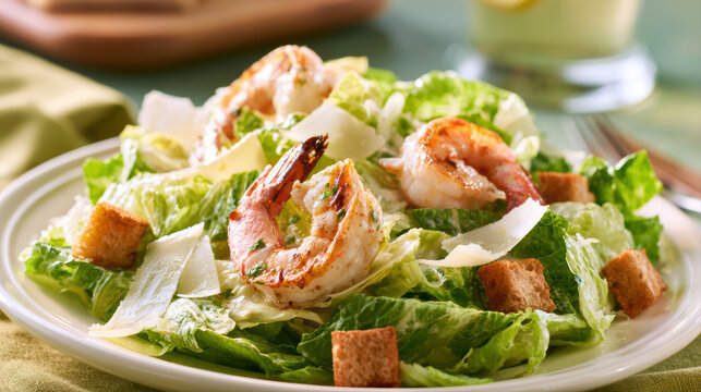 refreshing caesar salad with grilled chicken and dressing