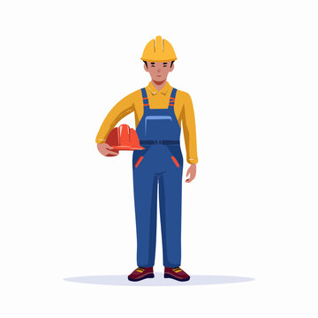 深く頭を下げて謝罪する男性作業員のイラスト