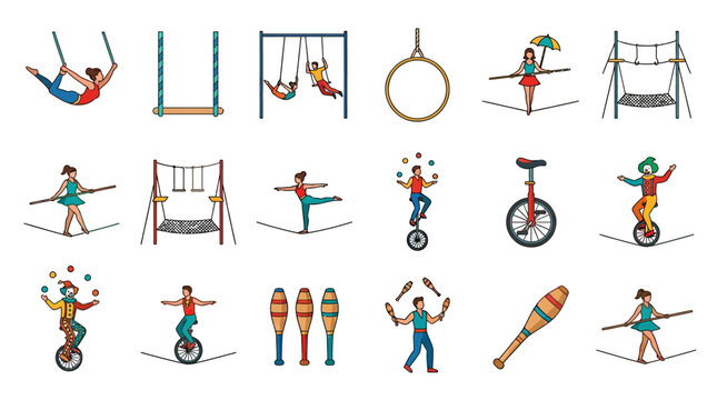 People doing various gymnastic exercises.