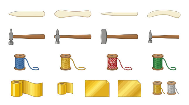 Golden threads and tools.