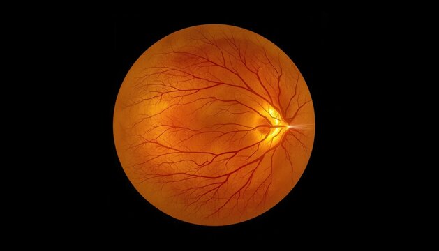 Medical retinal scan of human eye fundus with vision health medical imaging blood vessels optic nerve eye exam eye care anatomy of eye check ophthalmology clinic vision screening