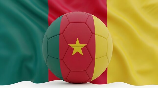 Cameroon soccer ball with national flag sports and patriotism concept