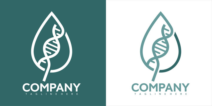 A stylized leaf with DNA double helix inside is displayed on a company logo.