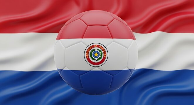 Paraguay national soccer team football with flag background