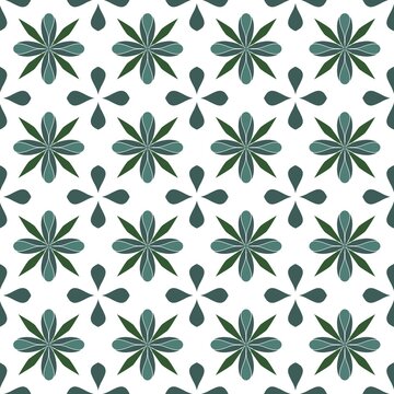Green Floral Seamless Botanical Pattern