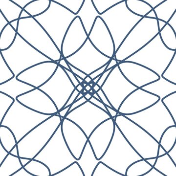 Blue Abstract Geometric Line Art Seamless Pattern