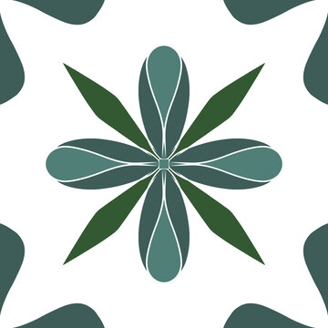 Green Botanical Geometric Seamless Tile Pattern
