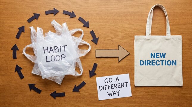 Plastic Habit Loop to Reusable Bag, Promoting No Plastic Day