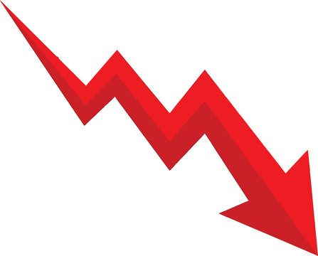 Red downward arrow icon showing financial decline or economic loss