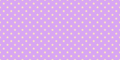 Seamless pattern of small yellow stars on a light purple background. Minimalist starry illustration for wrapping paper, textile design, or nursery decor. © Kara kara