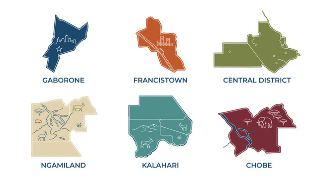 Botswana Map Regions: Gaborone, Francistown, Central, Ngamiland, Kalahari, Chobe