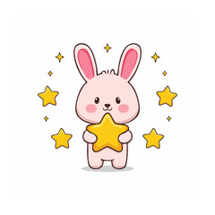 Fototapeta premium Cartoon pig with star and ribbon isolated