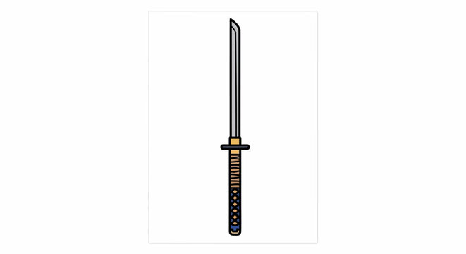 Japanese Katana Sword - Flat Design Illustration