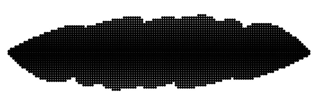 Wide Black Halftone Dotted Horizontal Copy Space Area for Text, Abstract Modern Tech Banner Title, Poster, Template, Slogan, Headline, Brand Name Backdrop for Text Underlay Isolated on Transparent
