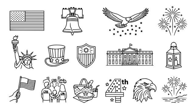USA Icons Collection: American Symbols, Independence Day & Patriotic Elements