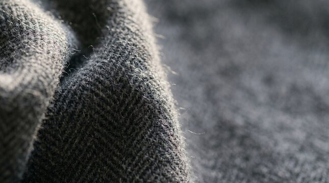 High End Charcoal Cashmere Weave Texture Close Up