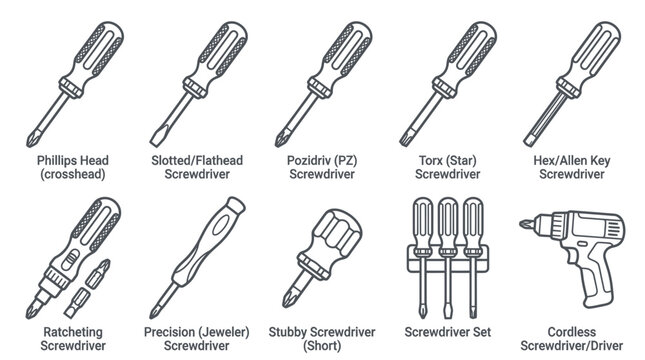 Collection of Screwdrivers and Driver Set - Hand Tools for Repair and DIY