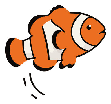 Jumping clownfish side view marine vector illustration. Generative AI