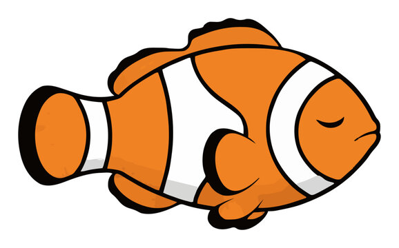 Sleeping clownfish tropical fish perspective vector art. Generative AI