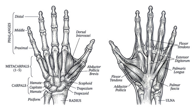 Anatomy of Human Hand: Bones, Muscles, Tendons, and Ligaments