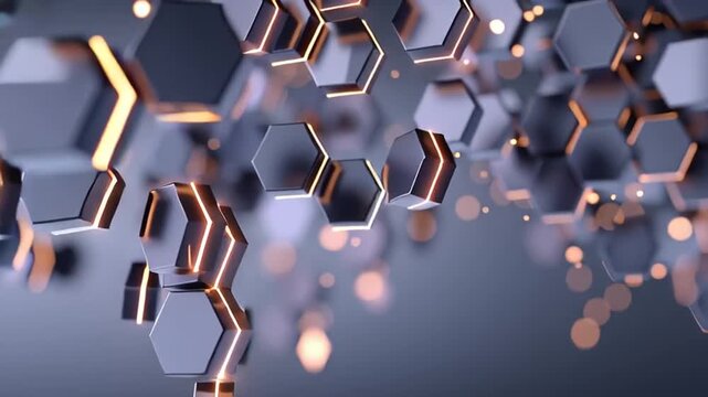 AI Workflow Architecture Abstract Hexagon Network Technology Background Base Loop