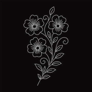 flower 6mm Rhinestone hotfix T shirt and others fashion Design Vector